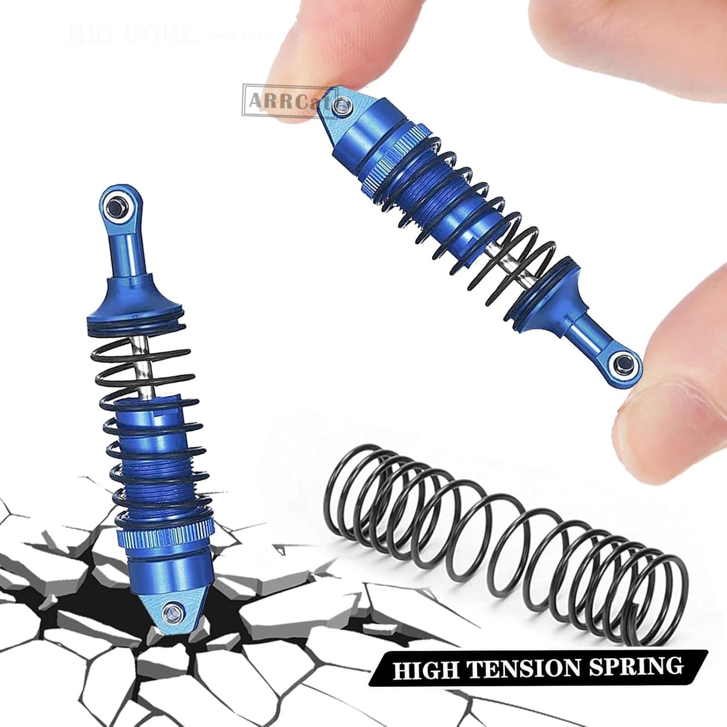 RC Shock Absorber Compatible with 1:10 Slash 4X4 Stampede 4X4 Rustler 4X4 Rally 4X4 Hoss 4X4,Front & Rear RC Upgrades Part,4-Pack Full Metal Aluminum RC Shock Damper,Replace 5862,Navy Blue