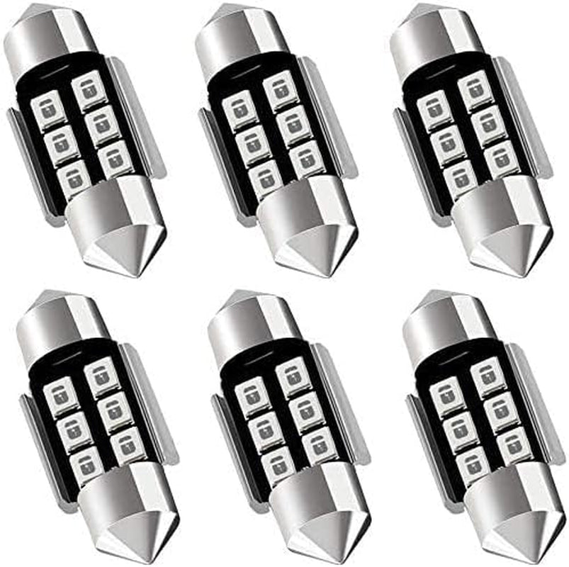DE3175 DE3021 DE3022 3175 31MM 1.22”Festoon Canbus Error Free LED Interior Light Bulbs Ultra Blue, Super Bright 6SMD Chips for Dome Map Door Courtesy License Plate Lights (Pack of 6)