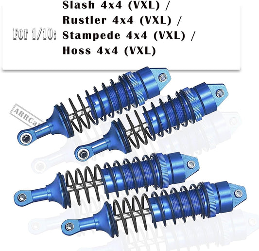 RC Shock Absorber Compatible with 1:10 Slash 4X4 Stampede 4X4 Rustler 4X4 Rally 4X4 Hoss 4X4,Front & Rear RC Upgrades Part,4-Pack Full Metal Aluminum RC Shock Damper,Replace 5862,Navy Blue
