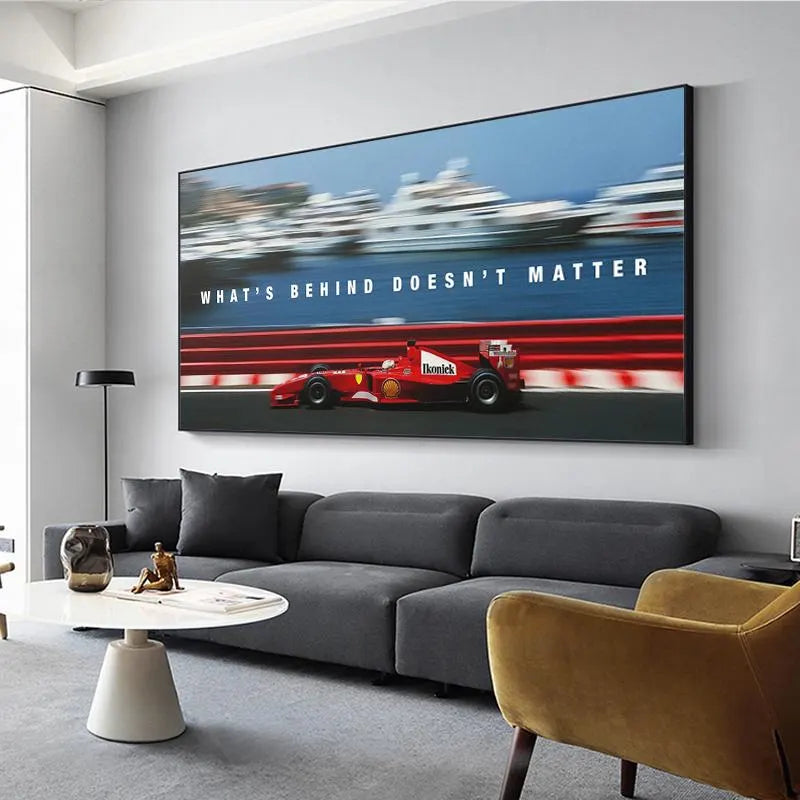Formula 1 Racing Canvas β Ferrari Style Wall Art β Motorsport Poster β Speed Car Decor for Office or Man Cave