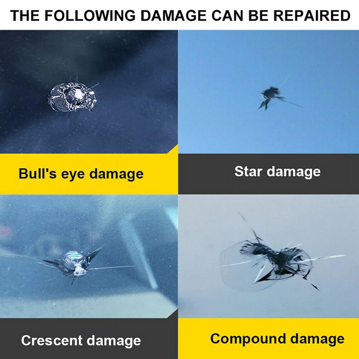10Pcs Automotive Glass Nano Repair Fluid Kit, Car Windshield Repair Set, for Auto Glass Crack Crater and Scratch Fixing Black