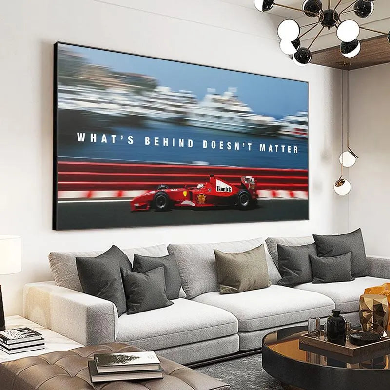 Formula 1 Racing Canvas β Ferrari Style Wall Art β Motorsport Poster β Speed Car Decor for Office or Man Cave