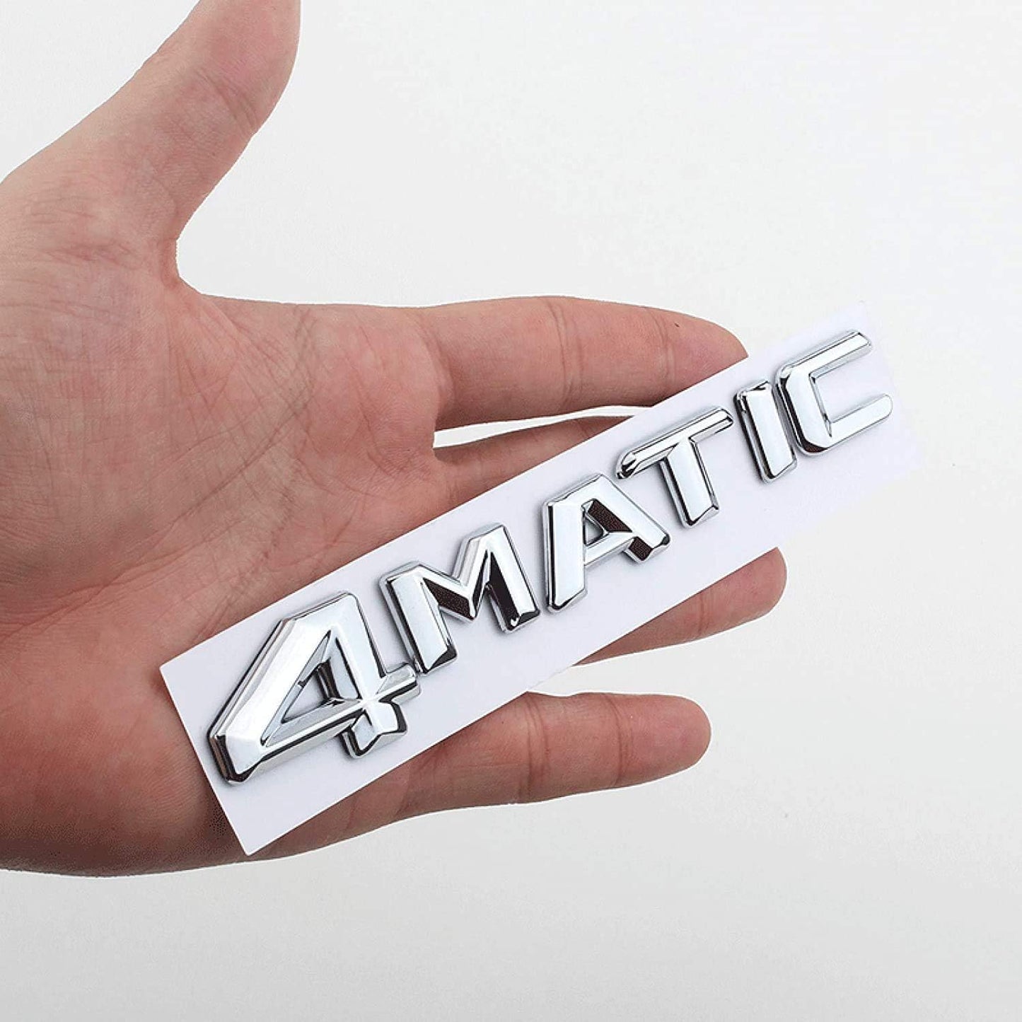 1Pcs 3D Car 4MATIC Logo ABS Letter Emblem Decal for Car Side Fender Rear Trunk Emblem Badge Chrome Decal Sticker (4-Mat-Silver)