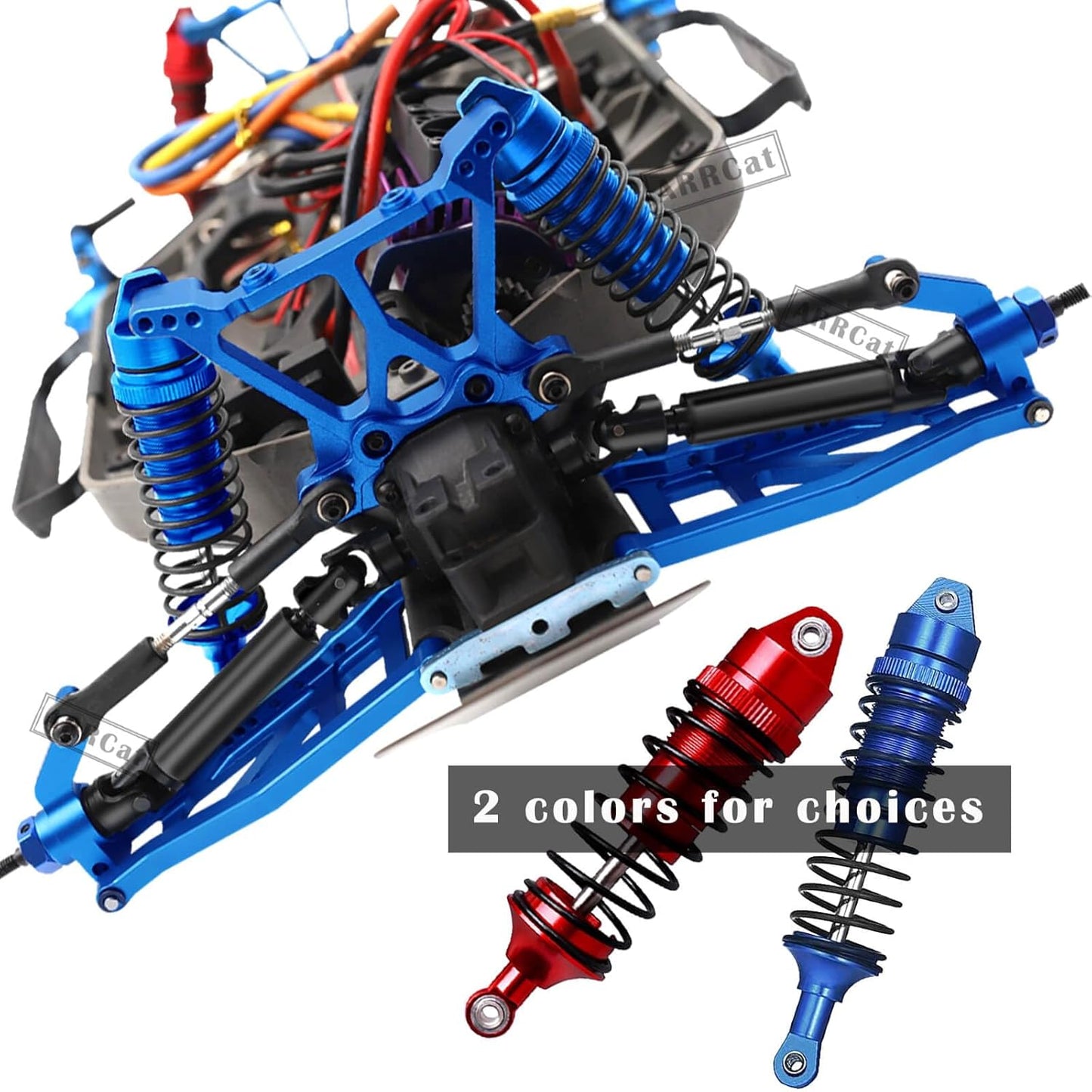 RC Shock Absorber Compatible with 1:10 Slash 4X4 Stampede 4X4 Rustler 4X4 Rally 4X4 Hoss 4X4,Front & Rear RC Upgrades Part,4-Pack Full Metal Aluminum RC Shock Damper,Replace 5862,Navy Blue