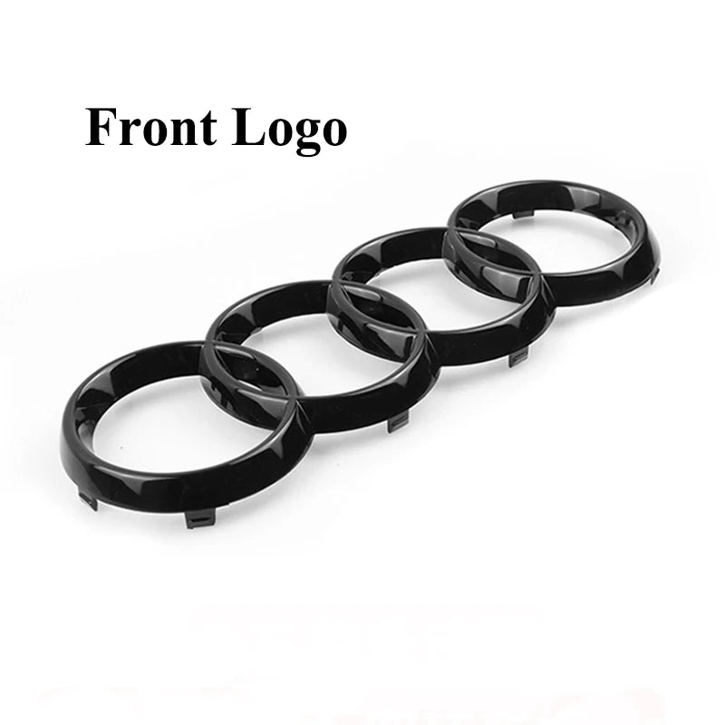 4 Rings Logo ABS Chrome Black Car Front Hood Emblem Bonnet Badge Rear Trunk Badge for A3 A4 A5 A6 A7 A1 Q2 Q3 Q5 Q7 Q8 TT