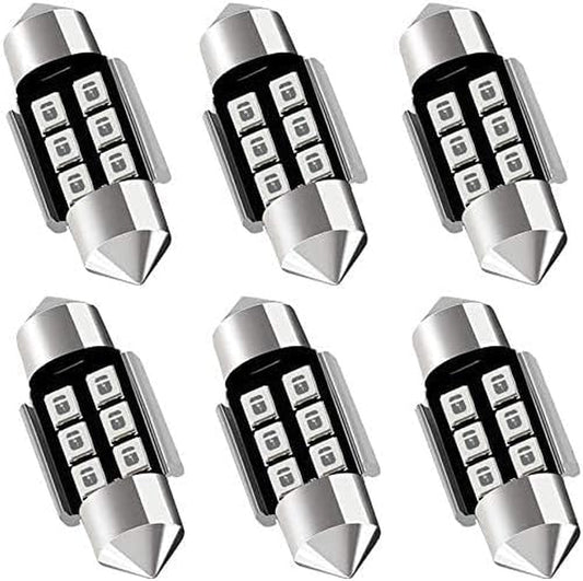 DE3175 DE3021 DE3022 3175 31MM 1.22”Festoon Canbus Error Free LED Interior Light Bulbs Ultra Blue, Super Bright 6SMD Chips for Dome Map Door Courtesy License Plate Lights (Pack of 6)
