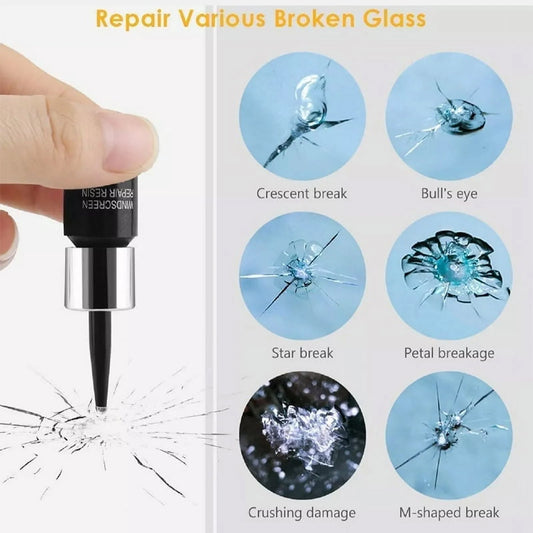 10Pcs Automotive Glass Nano Repair Fluid Kit, Car Windshield Repair Set, for Auto Glass Crack Crater and Scratch Fixing Black