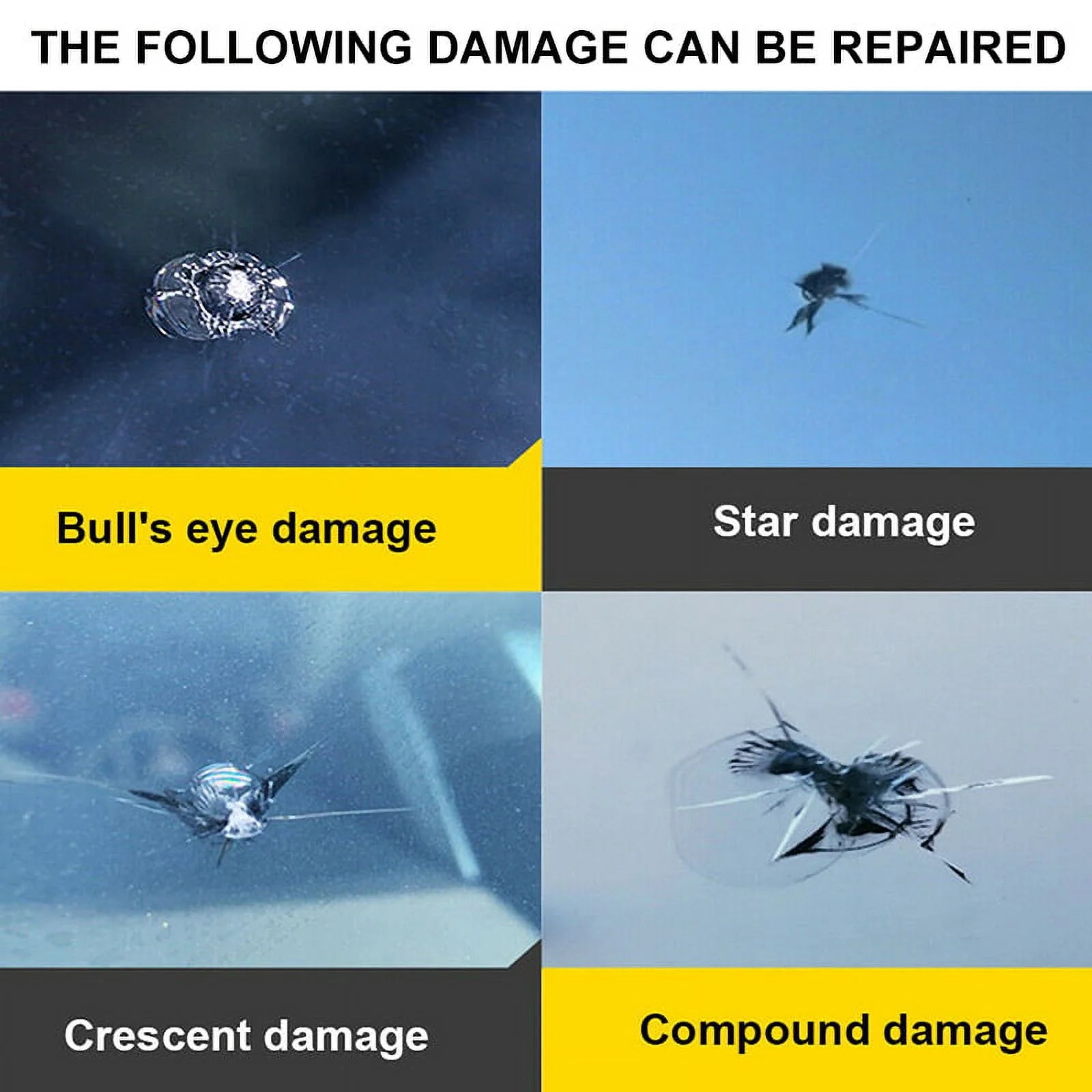 10Pcs Automotive Glass Nano Repair Fluid Kit, Car Windshield Repair Set, for Auto Glass Crack Crater and Scratch Fixing Black