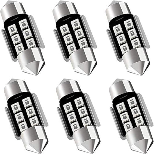 DE3175 DE3021 DE3022 3175 31MM 1.22”Festoon Canbus Error Free LED Interior Light Bulbs Ultra Blue, Super Bright 6SMD Chips for Dome Map Door Courtesy License Plate Lights (Pack of 6)
