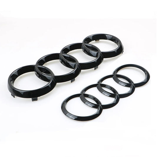 4 Rings Logo ABS Chrome Black Car Front Hood Emblem Bonnet Badge Rear Trunk Badge for  A3 A4 A5 A6 A7 A1 Q2 Q3 Q5 Q7 Q8 TT